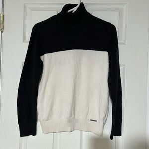 Michael Kors Black and White Turtleneck Sweater